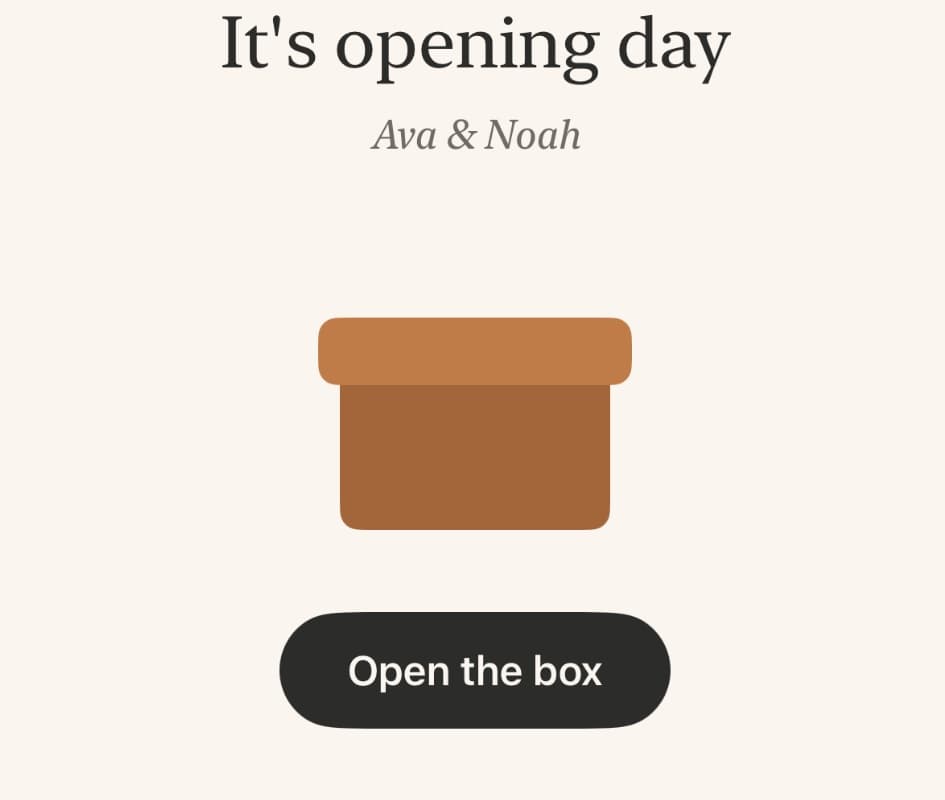 The Kept app on opening day: a sealed box ready to be opened